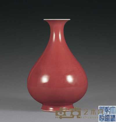 清乾隆 霁红釉玉壶春瓶 高30.5cm